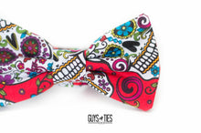 Load image into Gallery viewer, Mexican sugar skull red bow tie
