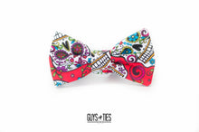 Load image into Gallery viewer, Mexican sugar skull red bow tie