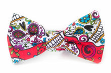 Load image into Gallery viewer, Mexican sugar skull red bow tie