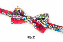 Load image into Gallery viewer, Mexican sugar skull red bow tie