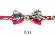 Load image into Gallery viewer, Mexican sugar skull red bow tie