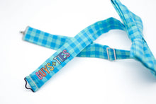 Load image into Gallery viewer, aqua blue gingham print bow tie