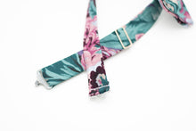 Load image into Gallery viewer, eucalyptus green + pink large print floral bow tie