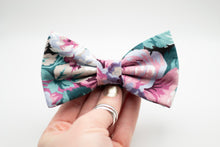 Load image into Gallery viewer, eucalyptus green + pink large print floral bow tie