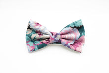 Load image into Gallery viewer, eucalyptus green + pink large print floral bow tie