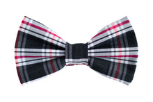 Load image into Gallery viewer, black red & white plaid bow tie