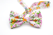 Load image into Gallery viewer, bright pink and orange floral bow tie