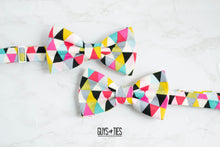 Load image into Gallery viewer, colorful geometric triangle bow tie
