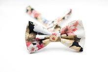 Load image into Gallery viewer, black dusty rose floral bow tie