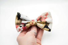 Load image into Gallery viewer, black dusty rose floral bow tie