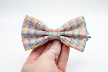 Load image into Gallery viewer, rainbow mini checkered print bow tie