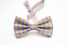 Load image into Gallery viewer, rainbow mini checkered print bow tie