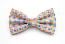 Load image into Gallery viewer, rainbow mini checkered print bow tie