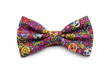 Load image into Gallery viewer, colorful mini sugar skulls bow tie