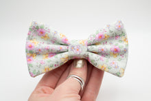 Load image into Gallery viewer, mint green mini pink + yellow floral bow tie