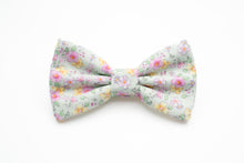 Load image into Gallery viewer, mint green mini pink + yellow floral bow tie