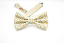 Load image into Gallery viewer, pastel yellow ditzy floral bow tie