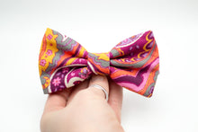 Load image into Gallery viewer, pink + orange paisley bow tie