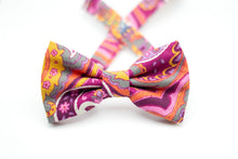 Load image into Gallery viewer, pink + orange paisley bow tie