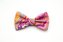 Load image into Gallery viewer, pink + orange paisley bow tie