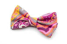 Load image into Gallery viewer, pink + orange paisley bow tie