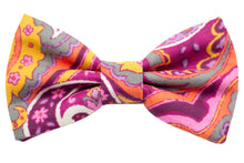 Load image into Gallery viewer, pink orange paisley bow tie