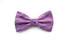 Load image into Gallery viewer, purple + metallic gold wavy bow tie