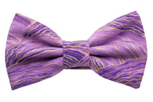 Load image into Gallery viewer, purple gold wavy bow tie