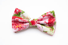 Load image into Gallery viewer, red ivory peony floral bow tie
