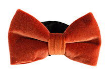 Load image into Gallery viewer, rustic burnt orange velvet pre tied bow tie