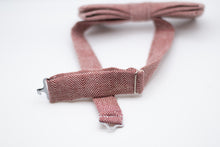 Load image into Gallery viewer, rusty brown herringbone tweed bow tie