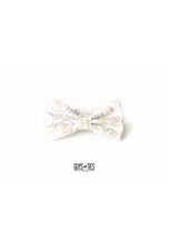 Load image into Gallery viewer, gold roses on white bow tie