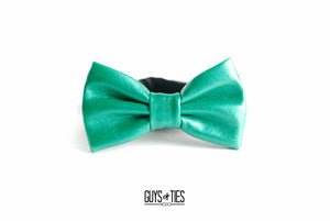 metallic emerald green faux leather bow tie