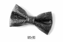 Load image into Gallery viewer, black paisley faux leather bow tie