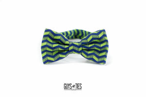 navy + green zig zag bow tie