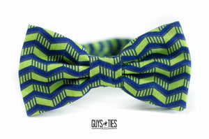 navy + green zig zag bow tie