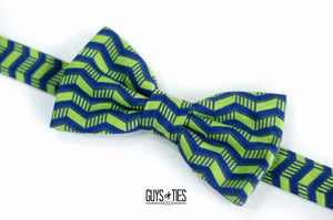 navy + green zig zag bow tie