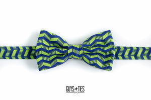 navy + green zig zag bow tie