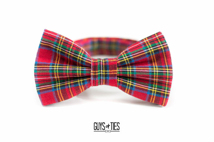 red holiday plaid bow tie