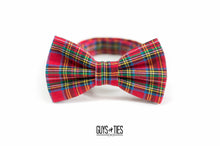 Load image into Gallery viewer, red holiday plaid bow tie