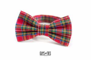 red holiday plaid bow tie