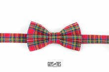 Load image into Gallery viewer, red holiday plaid bow tie