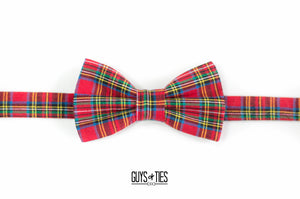 red holiday plaid bow tie