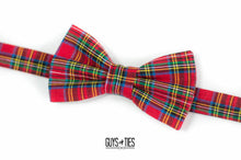 Load image into Gallery viewer, red holiday plaid bow tie