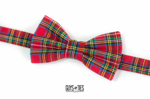 red holiday plaid bow tie