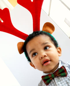 Boys's red tartan Christmas bow tie