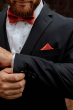 Load image into Gallery viewer, rustic burnt orange velvet pre tied bow tie