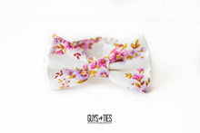 Load image into Gallery viewer, vintage pink + gold ivory floral bow tie