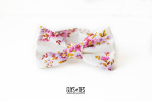 vintage pink + gold ivory floral bow tie