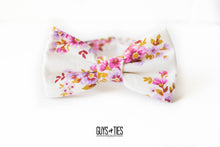 Load image into Gallery viewer, vintage pink + gold ivory floral bow tie